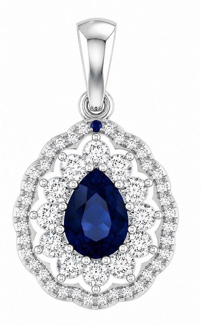LG - 14K 1.46CT D-PENDANT LDS PER/RDS CERTIFIED SAPHIRE BLUE 0.96
